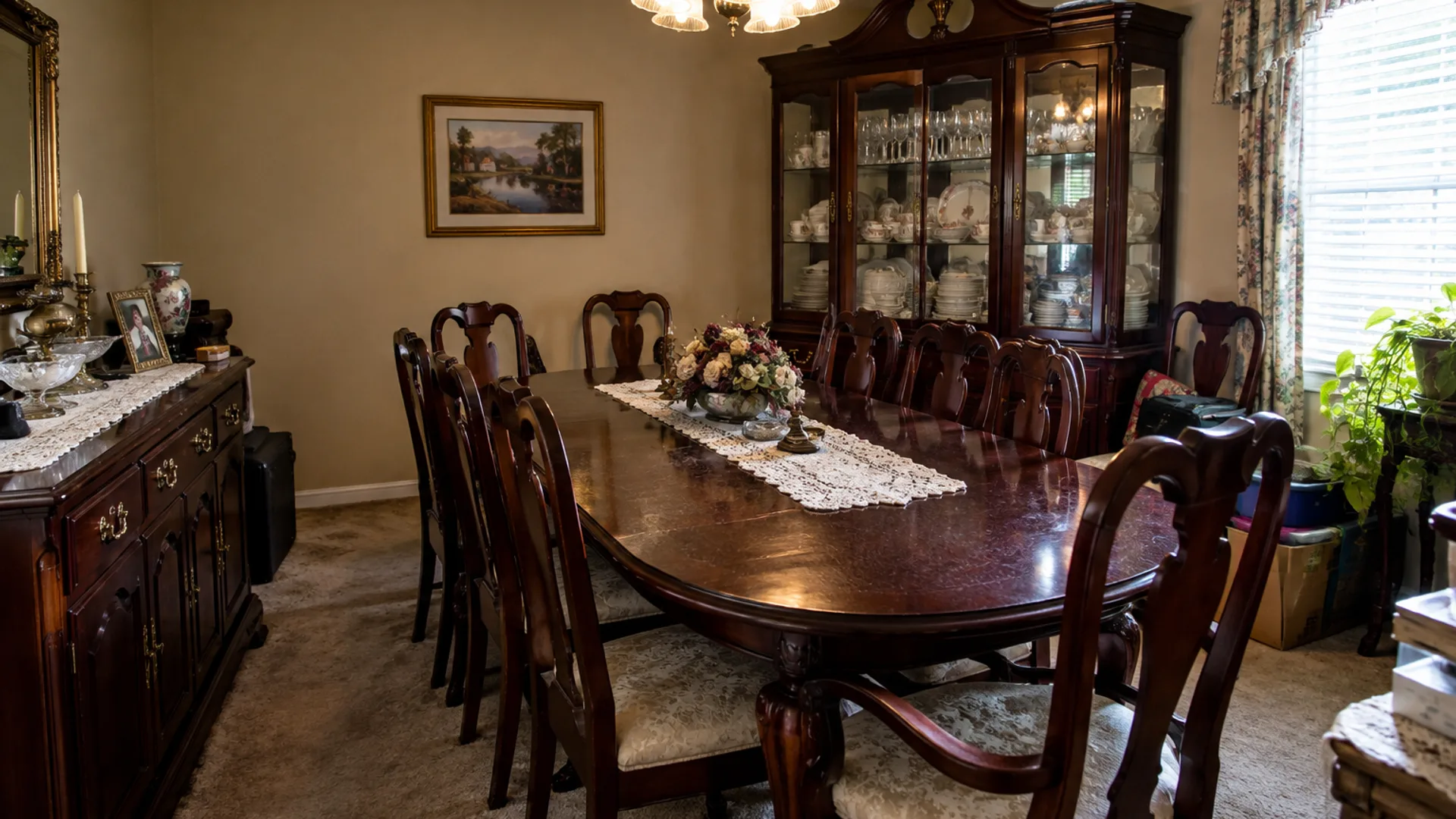 Before: a crowded formal dining set
