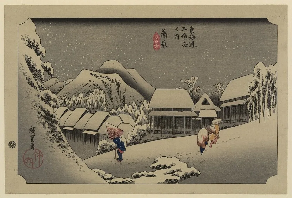 Evening Snow at Kanbara by Utagawa Hiroshige